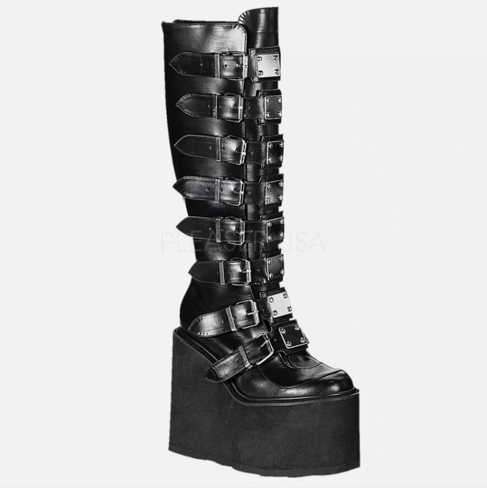 LIKE NEW Demonia Swing 815 Women's Size 7 Black Knee High Boots